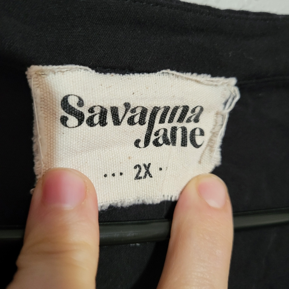 Savanna Jane Black Tunic with Turquoise Embroidery and Multicolor Floral Sleeves - Picture 8 of 9